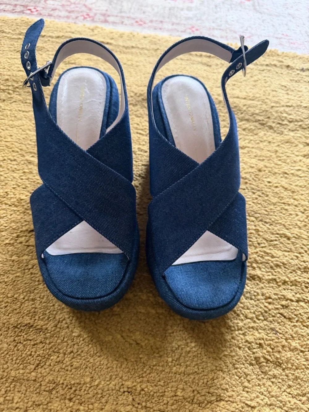 INTENTIONALLY BLANK Denim Platform Slingback Heels - Blue - Picture 3 of 3